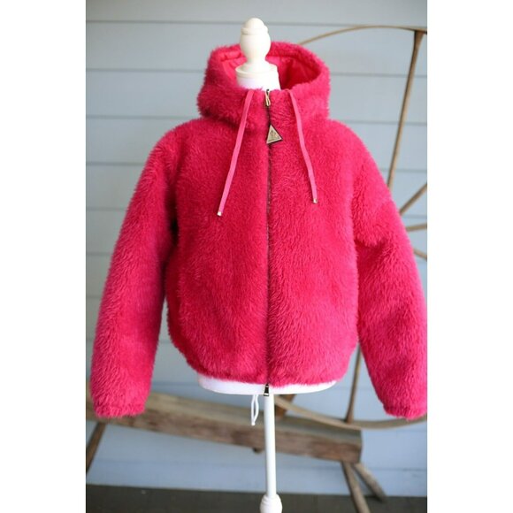 NWT Moncler Kolima Faux Fur Reversible Down Pink Size 0 XS $1950
